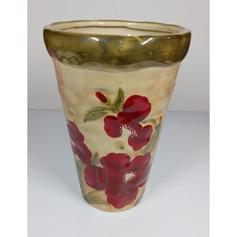 Giftcraft Oasis Poppy Ceramic Decorative Planter Vase 10.25" High 7" Wide Top